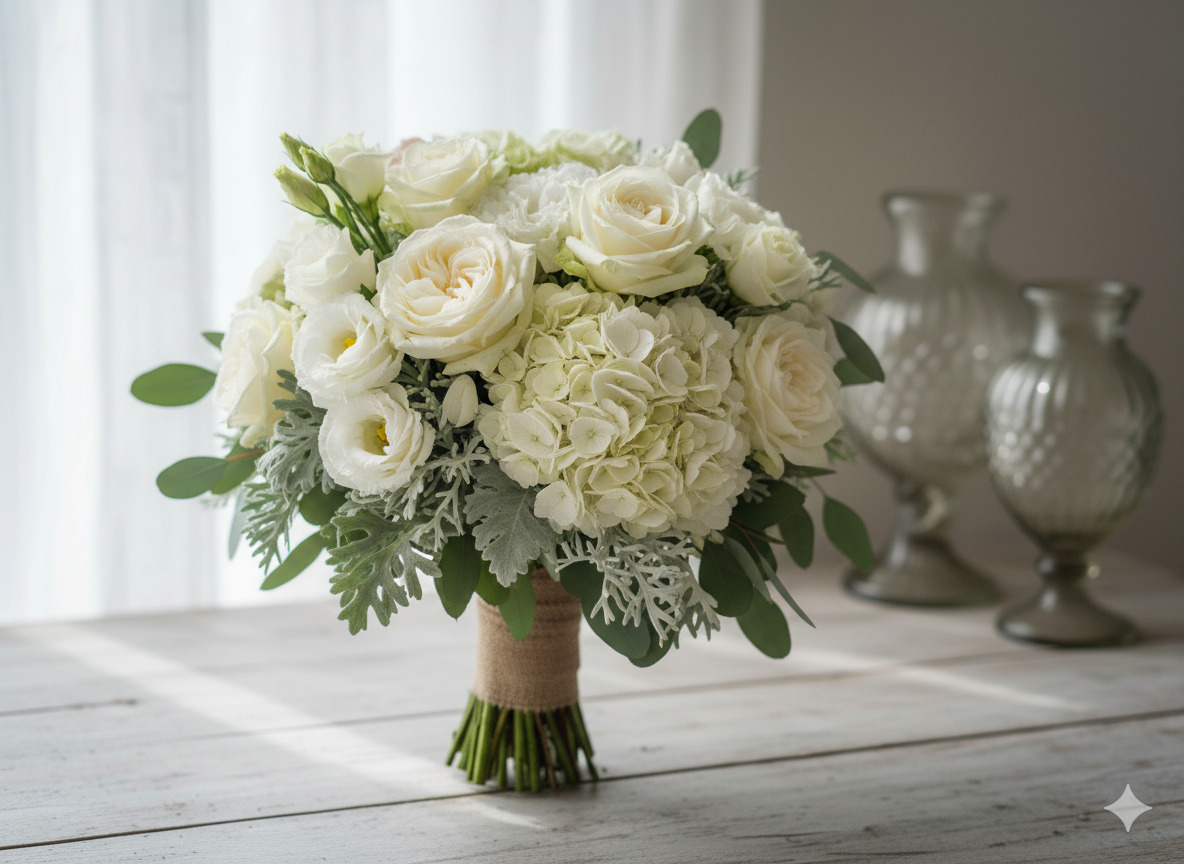 Classic white and green arrangement
